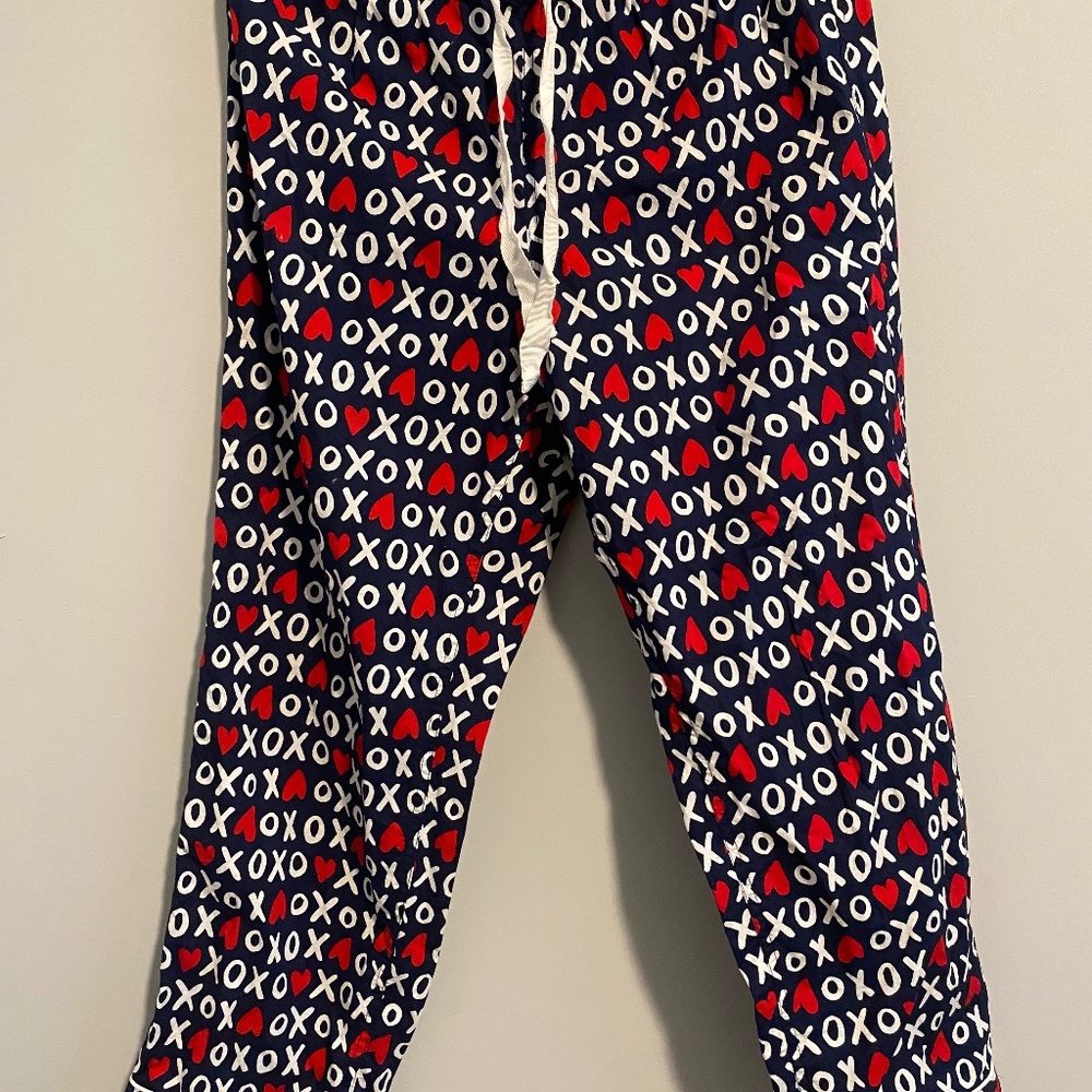 J. Crew Women's Pajama Pants with XOXO and Hearts Design Size Small